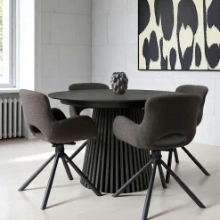 Tables À Manger Rondes|Tables À Manger En Bois|AMSTERDAM Table ronde extensible en chêne clair avec piètement baguette (3 rallonges incluses) ø120 cm /160 cm / 200 cm / 240 cm