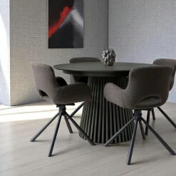 Tables À Manger Rondes|Tables À Manger En Bois|AMSTERDAM Table ronde extensible en chêne clair avec piètement baguette (3 rallonges incluses) ø120 cm /160 cm / 200 cm / 240 cm