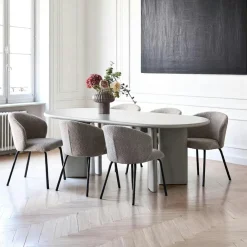 Tables À Manger Rondes|Tables Pied Central|ALBERTA Table ronde sable avec pied central Ø120 cm