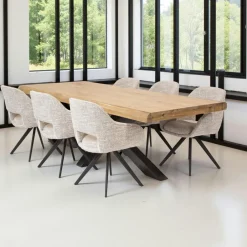 Tables À Manger En Bois|Tables À Manger Rectangulaires|Melbourne Table salle à manger bois massif pied mikado 200 cm