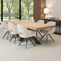 Tables À Manger En Bois|Tables À Manger Rectangulaires|Melbourne Table salle à manger bois massif pied mikado 200 cm