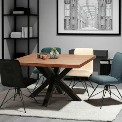 Tables À Manger Rectangulaires|Tables À Manger En Chêne|OKA Table salle à manger bois métal pied croisé 200 cm