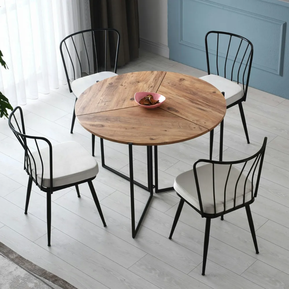 Tables À Manger Rondes|Tables À Manger En Bois|JENA Table salle à manger pliante effet pin Ø100 cm