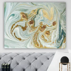 Tableaux / Toiles| Tableau abstrait marbré – reflets dorés