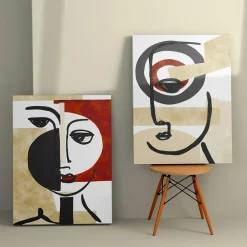 Tableaux / Toiles| Tableau abstrait visage – style minimaliste (set de 2)