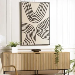 Tableaux / Toiles| Tableau blanc lignes abstraites peinture au sable 83 x 123 cm