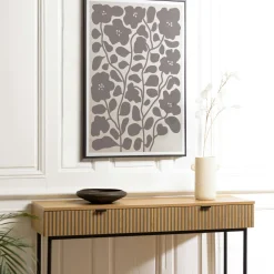 Tableaux / Toiles| Tableau décor fleurs gris/noir papier japonais 63 x 93 cm