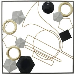 Décorations Murales| Tableau en métal trombone tons noir, gris et or