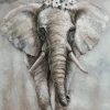 Tableaux / Toiles| Tableau éléphant en marche avec fleurs
