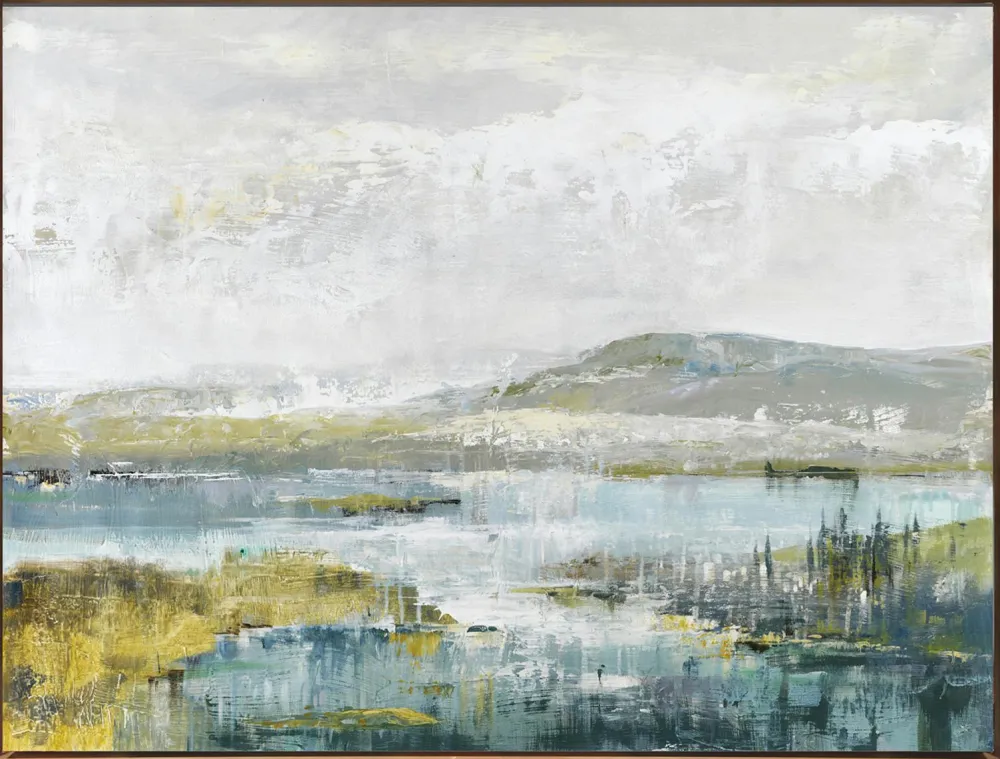 Univers Déco·Classique Chic|Tableaux / Toiles| Tableau PAYSAGE Turquoise Caisse américaine en chêne 100x75cm