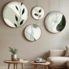 Tableaux / Toiles| Tableau rond nature vert et blanc – cadre bois (set de 4)