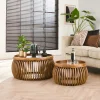 Univers Déco·Globe-Trotter|Tables Basses Gigognes|DELHI Tables basses rondes avec baguettes bois (lot de 2)