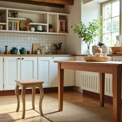 Meubles De Salle À Manger·Tabourets|Tradition Tabouret / Table de chevet Hévéa pieds galbés 30x30x45cm