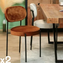 Tabourets De Bar En Velours|FLORENCE Tabouret de bar design en velours rose pâle (lot 2)