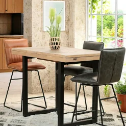 Univers Déco·Design Contemporain|Chaises Bouclettes|GALWAY Tabouret de bar en tissu bouclette blanc avec dossier ouvert (lot de 2)