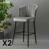 Tabourets De Bar En Velours|ROSARIO Tabouret de bar en velours gris 65 cm (lot de 2)