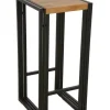 Chaises De Bar Industrielles|Docker Tabouret de bar hévéa recyclé naturel et métal noirci 36X36X75cm