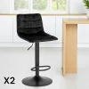 Tabourets De Bar En Velours|SAVONE Tabouret de bar noir velours, réglable en hauteur et pivotant (lot de 2)
