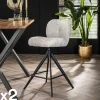 Univers Déco·Design Contemporain|GALWAY Tabouret de bar pivotant en bouclette grise (lot de 2)