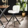 Univers Déco·Design Contemporain|GALWAY Tabouret de bar pivotant en bouclette blanche (lot de 2)
