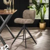 Univers Déco·Design Contemporain|GALWAY Tabouret de bar pivotant en bouclette taupe (lot de 2)