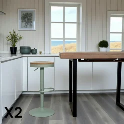 Univers Déco·Loft Industriel|Chaises De Bar Industrielles|LEEDS Tabouret de bar réglable métal blanc (lot de 2)