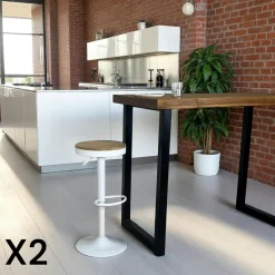 Univers Déco·Loft Industriel|Chaises De Bar Industrielles|LEEDS Tabouret de bar réglable métal jaune (lot de 2)