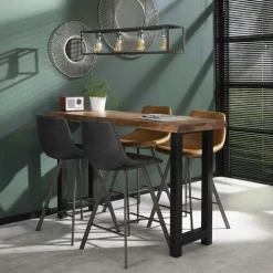 Univers Déco·Loft Industriel|Chaises De Bar Industrielles|LEEDS Tabouret de bar réglable métal noir (lot de 2)