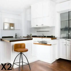 Univers Déco·Loft Industriel|Chaises De Bar Industrielles|BRISBANE Tabouret de bar vintage camel (lot de 2)