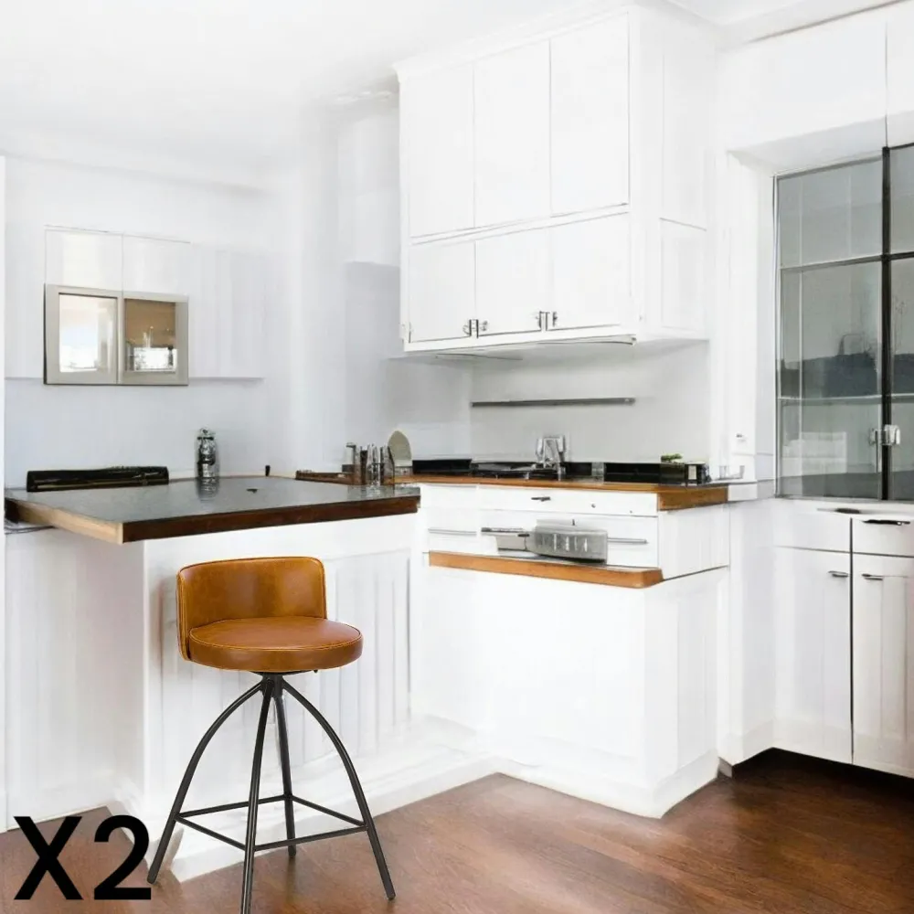 Univers Déco·Loft Industriel|Chaises De Bar Industrielles|BRISBANE Tabouret de bar vintage camel (lot de 2)