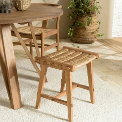 Meubles De Salle À Manger·Tabourets|Swing Tabouret en chanvre naturel et bois recyclé