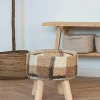 Meubles De Salon·Poufs|Meubles De Salle À Manger·Tabourets|Arizona Tabouret rond en bois de teck brun en fausse fourrure - 4 pieds