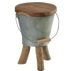 Meubles De Salle À Manger·Tabourets| Tabouret "Seau" avec anse en teck massif naturel et zinc D31cmxH45cm TOWN
