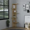 Bibliothèques En Bois|Bibliothèques En Bois|MARFA Étagère d'angle design effet bois clair