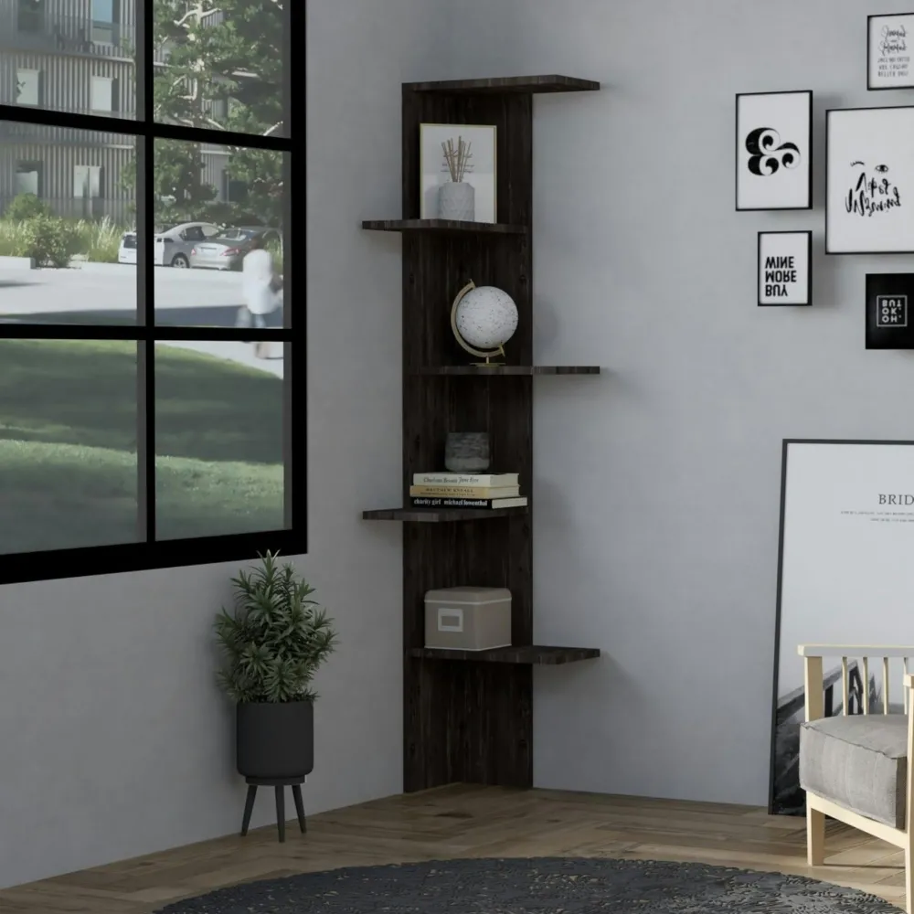 Bibliothèques En Bois|Bibliothèques En Bois|MARFA Étagère d'angle design effet bois clair