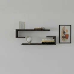 Meubles De Salon·Etagères Murales|Meubles De Rangement·Etagères Murales|MARFA Étagère murale blanche avec retour (lot de 2)