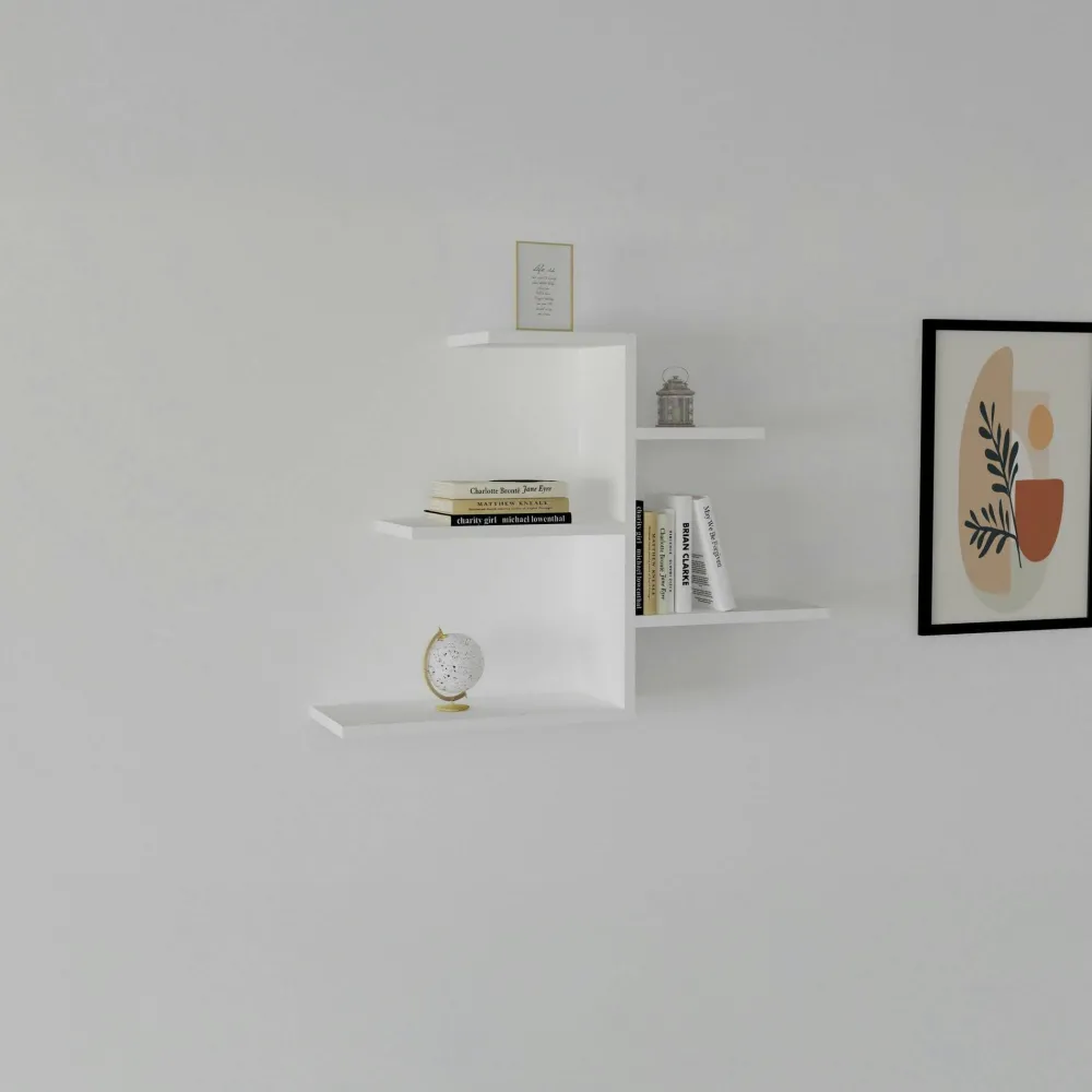 Meubles De Salon·Etagères Murales|Meubles De Rangement·Etagères Murales|MARFA Étagère murale blanche avec retour (lot de 2)