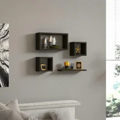 Meubles De Salon·Etagères Murales|Meubles De Rangement·Etagères Murales|MARFA Étagère murale blanche avec retour (lot de 2)