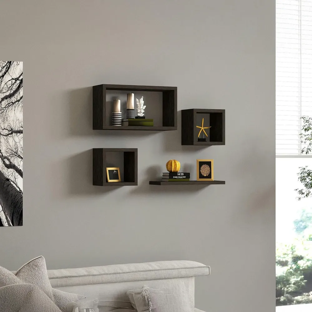 Meubles De Salon·Etagères Murales|Meubles De Rangement·Etagères Murales|MARFA Étagère murale blanche avec retour (lot de 2)