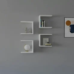 Meubles De Salon·Etagères Murales|Meubles De Rangement·Etagères Murales|MARFA Étagère murale blanche design, 5 plateaux décalés