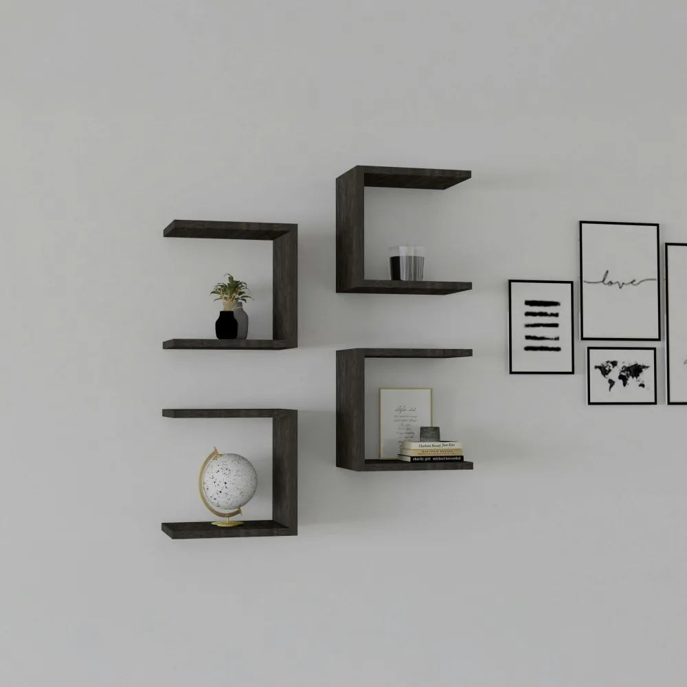 Meubles De Salon·Etagères Murales|Meubles De Rangement·Etagères Murales|MARFA Étagère murale blanche design, 5 plateaux décalés