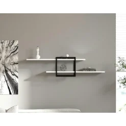 Meubles De Salon·Etagères Murales|Meubles De Rangement·Etagères Murales|JENA Étagère murale design blanche - 1 cube, 2 plateaux