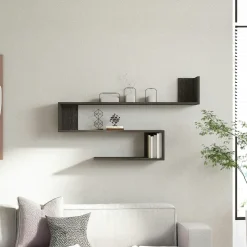 Meubles De Salon·Etagères Murales|Meubles De Rangement·Etagères Murales|MARFA Étagère murale design blanche silhouette zigzag