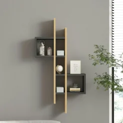 Meubles De Salon·Etagères Murales|Meubles De Rangement·Etagères Murales|MARFA Étagère murale design effet bois clair en zigzag