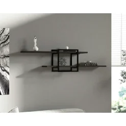 Meubles De Salon·Etagères Murales|Meubles De Rangement·Etagères Murales|JENA Étagère murale design effet bois clair - 1 cube, 2 plateaux