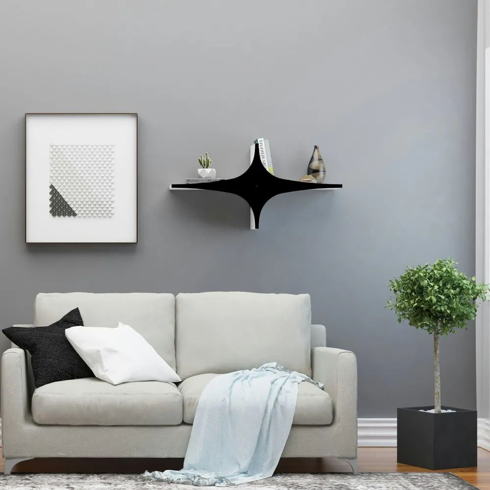 Meubles De Salon·Etagères Murales|Meubles De Rangement·Etagères Murales|MARFA Étagère murale design noir & blanc - étoile stylisée