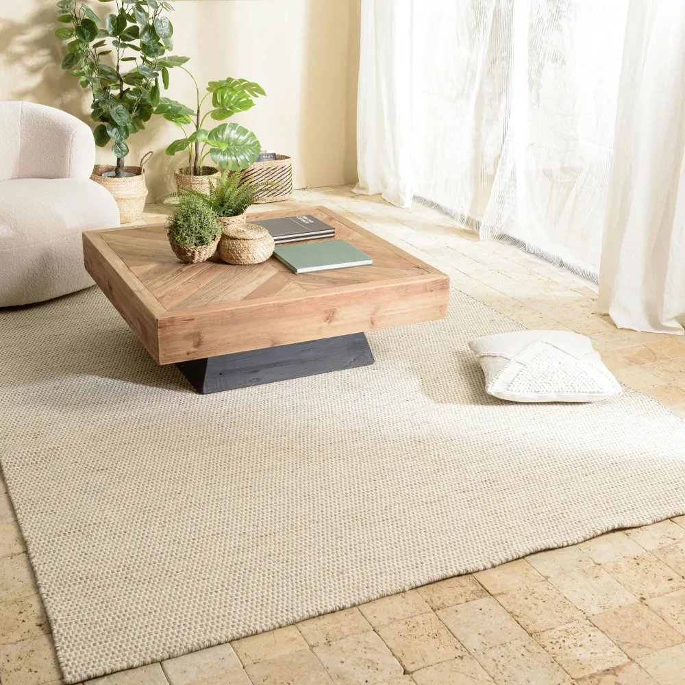 Tapis|Textile·Tapis| Tapis rectangulaire 160 x 230 cm laine tissée marron chiné