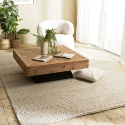 Tapis|Textile·Tapis| Tapis rectangulaire 200 x 290 cm laine bandes tissées lin