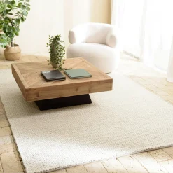 Tapis|Textile·Tapis| Tapis rectangulaire 160 x 230 cm laine tissée écrue