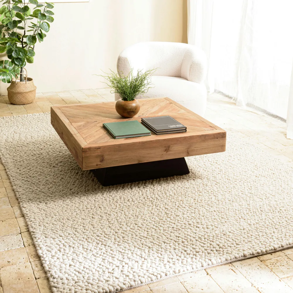 Tapis|Textile·Tapis| Tapis rectangulaire 160 x 230 cm laine bouclettes beige